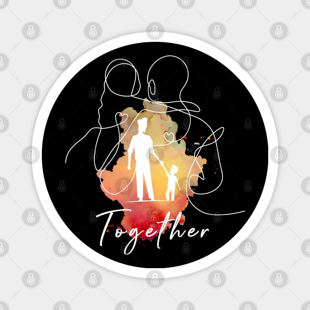 father's day - walk together in the sun line draw white Magnet by Catmaleon Design